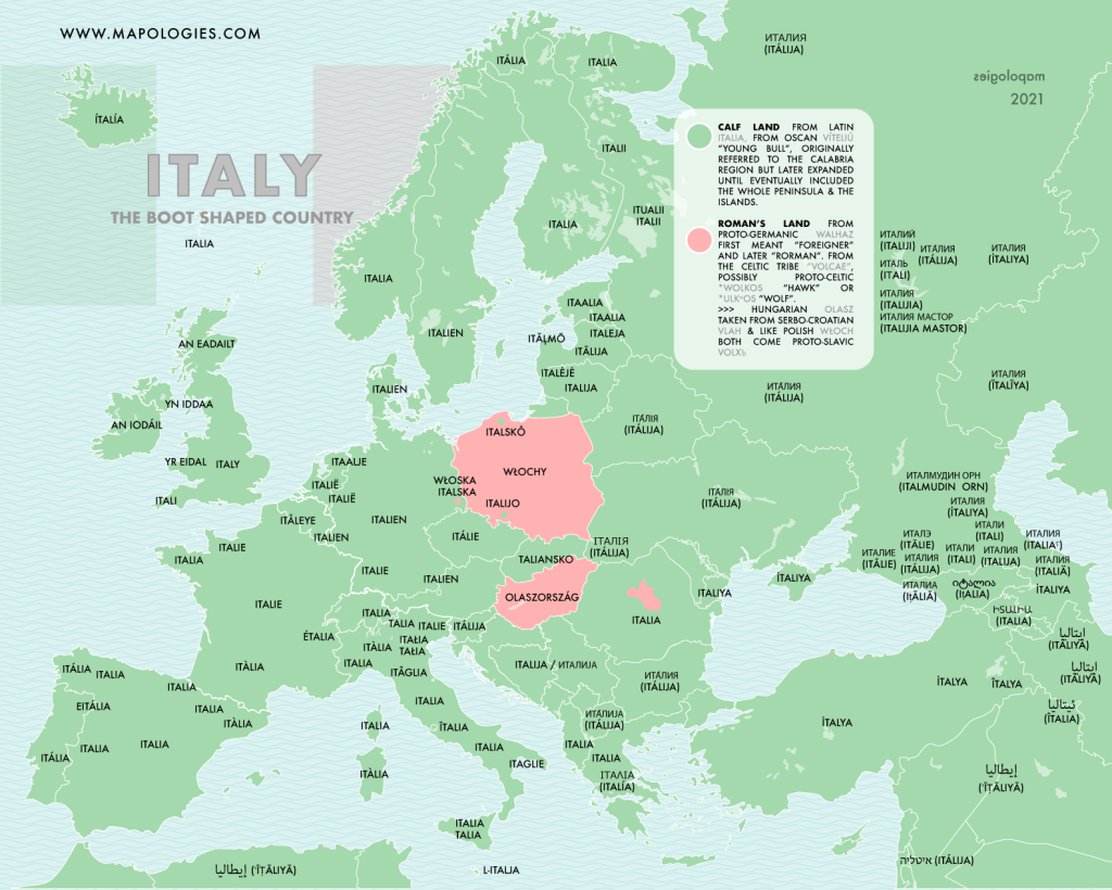 Italy or Italia in other foreign languages