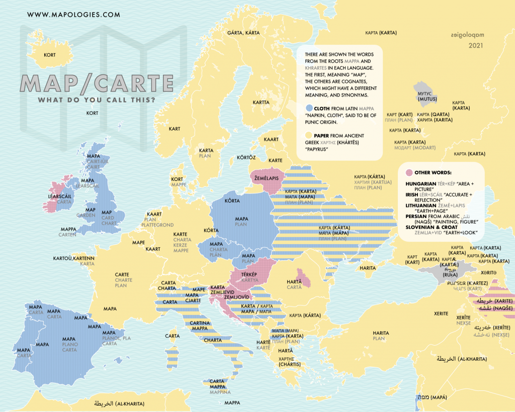 Mapping the languages that use "map" and the ones that use "chart"