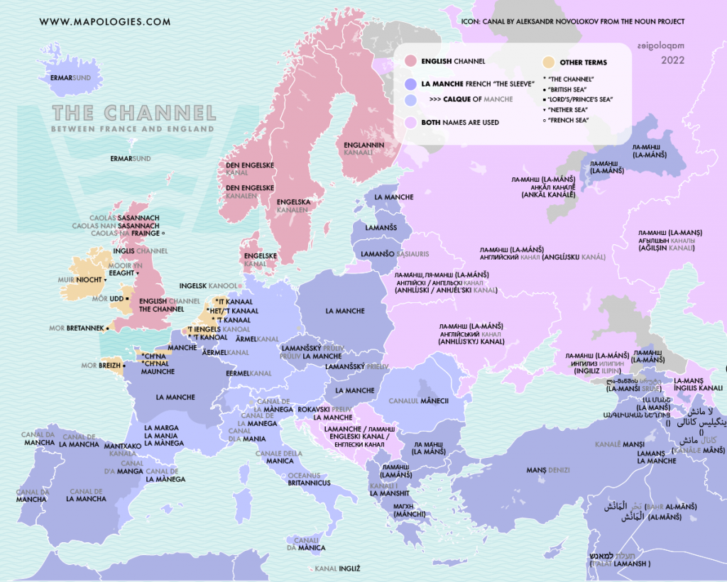 "English Channel" or "La Manche" in different languages
