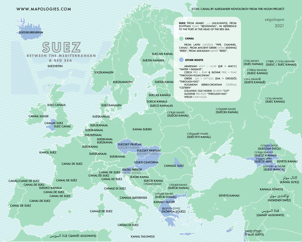 "Suez canal" in different languages