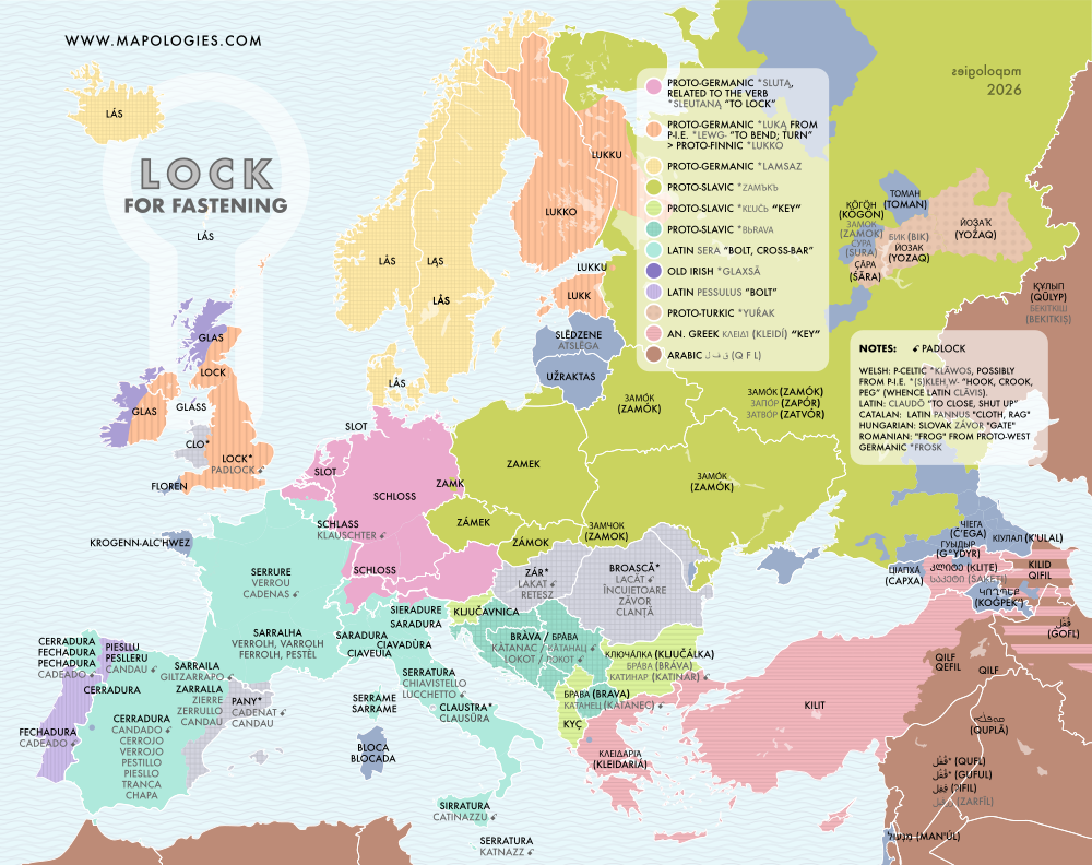 Etymolgoy map of lock